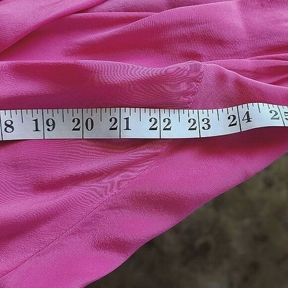 Vtg fuschia silk faux wrap shawl collar blouse - Picture 8 of 15